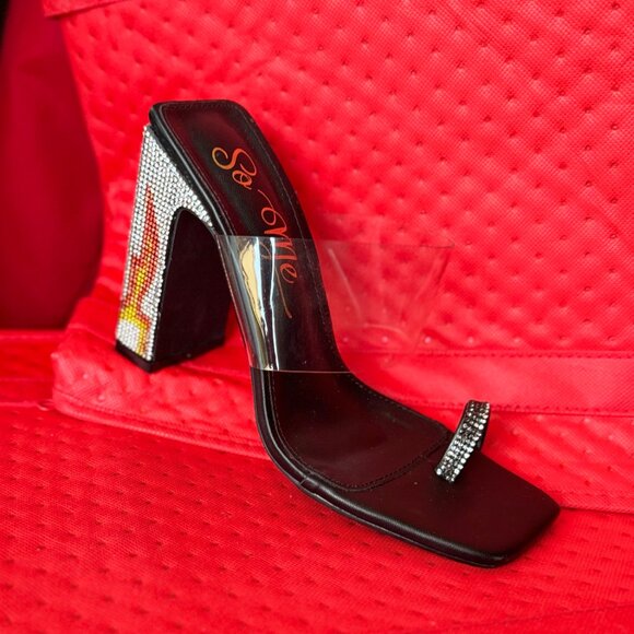 Dollz Kill Pound The Alarm Lucite Rhinestone Flame Heel (US9) - Picture 2 of 9